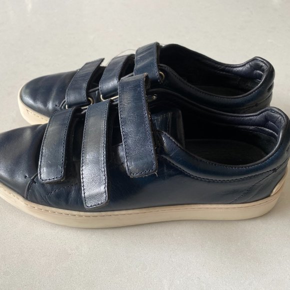 Navy Leather Rag and Bone Sneakers Kent Size 9 - Picture 2 of 6